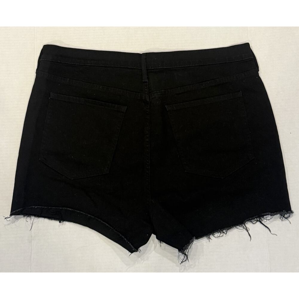 Banana Republic Shorts Womens 34 Black Denim High Rise 3 Inch Raw Hem Distressed - Picture 5 of 6